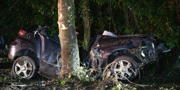 Woman critically injured after crashing car into tree near Westbury