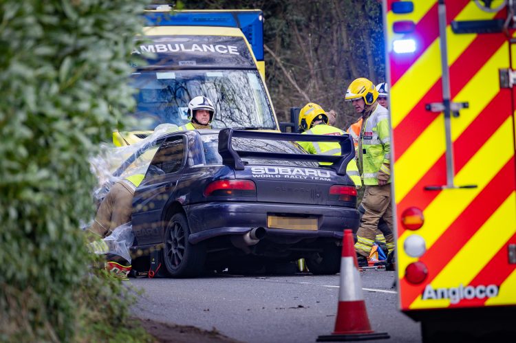 Subaru ‘rally car’ in A342 crash as air ambulance scrambled