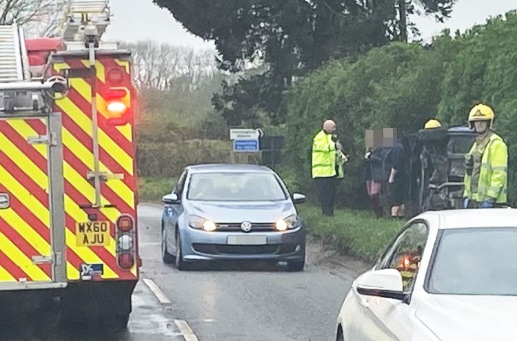 Driver injured after flipping car onto roof in Trowbridge crash