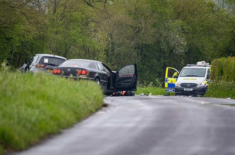 Two men airlifted to hospital after head-on crash near Swindon
