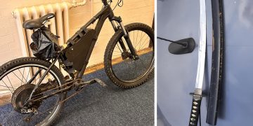 Male carrying samurai sword on illegal e-bike intercepted by police