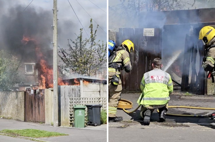 Firefighters tackle raging garage blaze in Swindon street