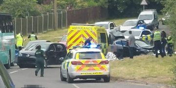 Emergency services called to crash on busy A338 crossroads
