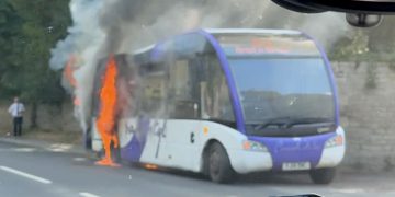 Bus destroyed in Malmesbury fire as road closed by police