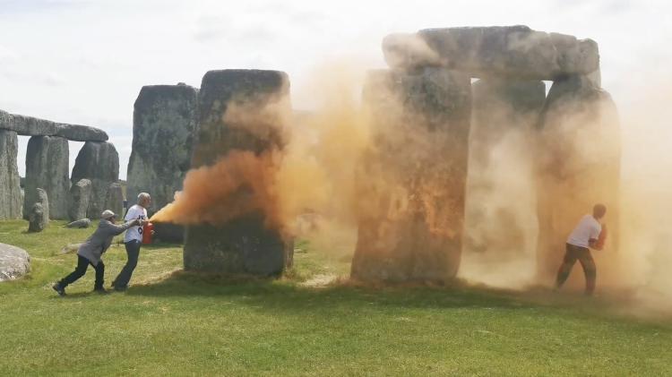 Stonehenge blasted with orange paint as ‘protesters’ arrested