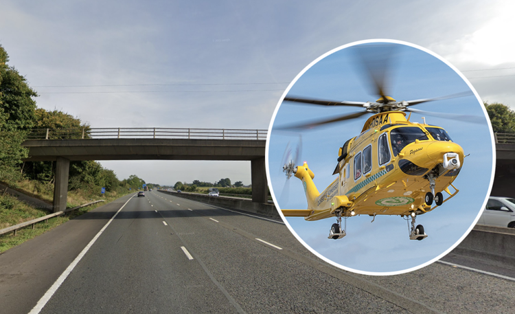 M5 closed: Lorry driver trapped in cab after hitting overbridge