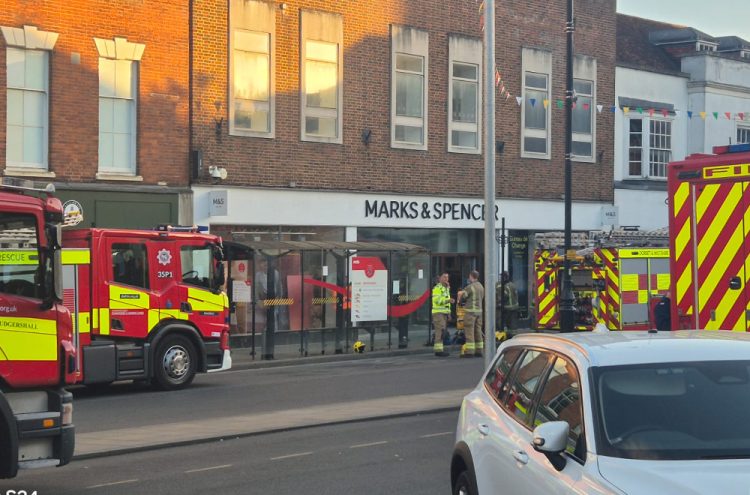 Several fire crews battle blaze at M&S in Salisbury city centre
