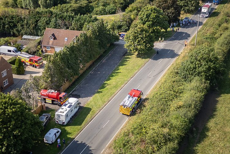 Road closed in Highworth after damaged electric cable causes fire