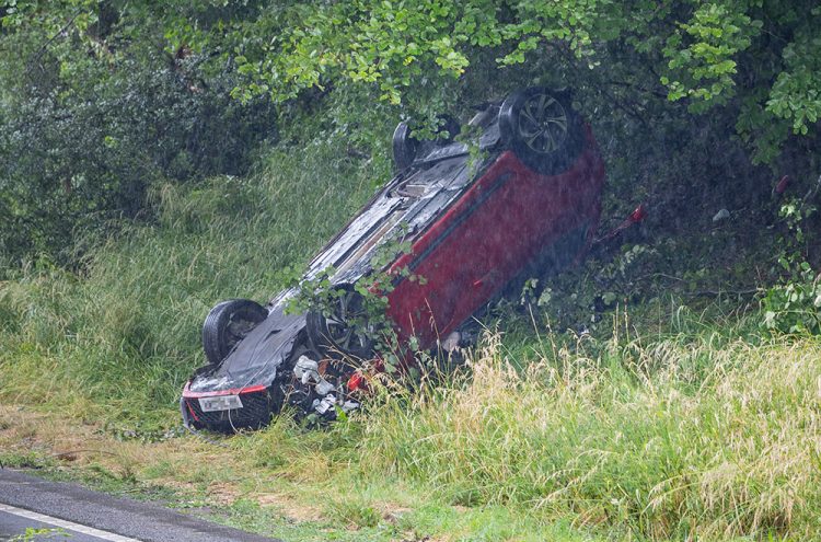 Car overturns in dramatic morning crash on A419 in Swindon