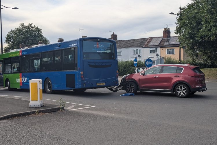 Crash involving car and bus obstructs busy Swindon route