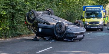 Two hospitalised after car overturns in Bradford on Avon crash