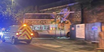 Double decker bus ploughs into Bath bridge in dramatic crash
