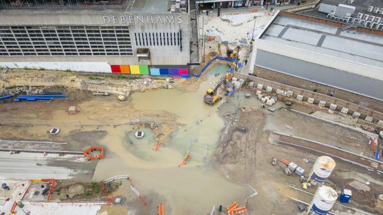 £33m Swindon town centre project hampered as site floods