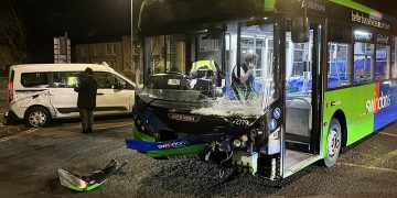 Bus damaged in dramatic crash on junction in Swindon town centre