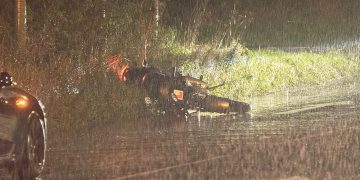 Motorbike crash in Bassett leaves rider injured in heavy rain for hours
