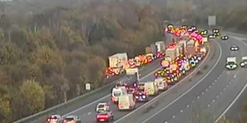 Traffic chaos on M4 as emergency services attend van fire