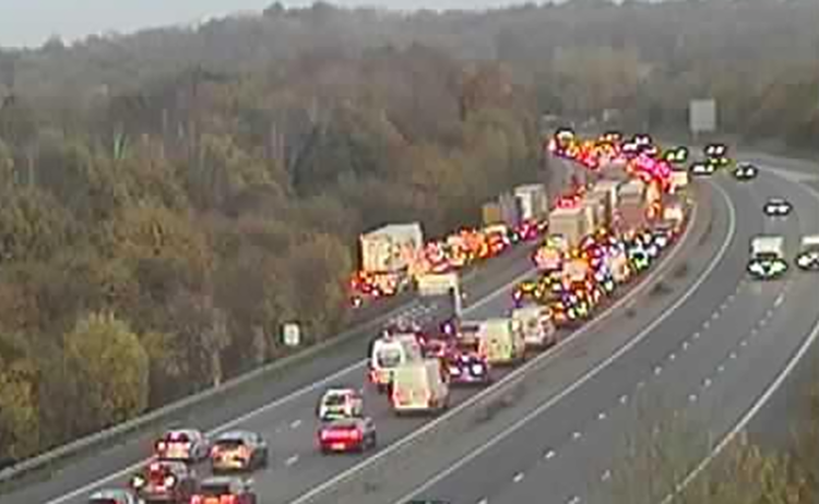 Traffic chaos on M4 as emergency services attend van fire