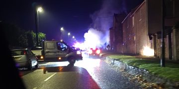 Vehicle fire blocks route through village on Wiltshire border