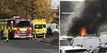 Man treated by paramedics after vehicles catch fire in Chippenham