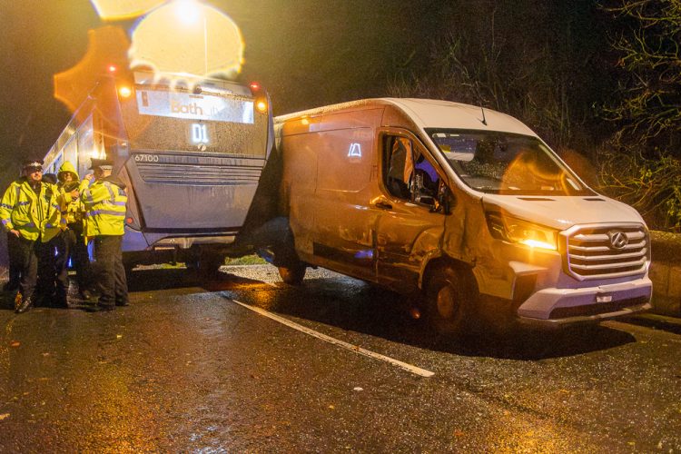 Crash involving bus and van on bridge shuts Wiltshire route
