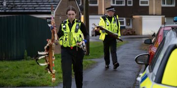 Police remove ceremonial weapons after man found dead