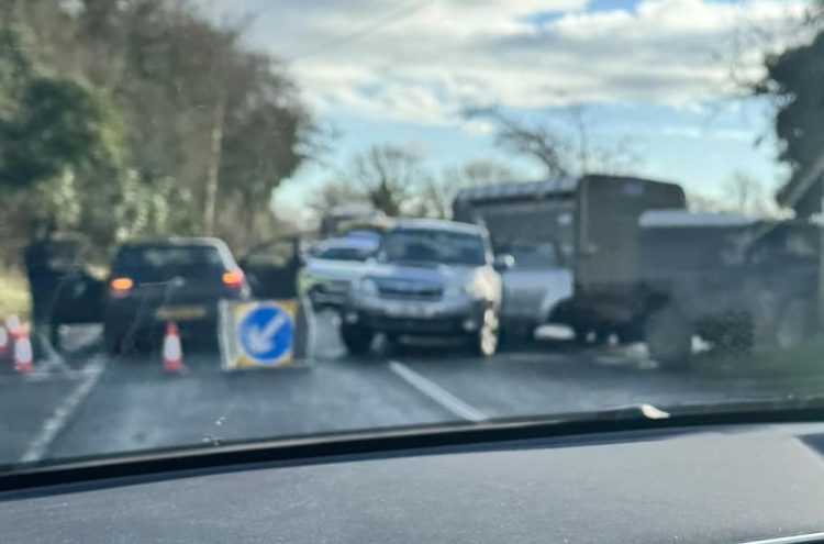 Multi-vehicle crash blocks road in village near Chippenham