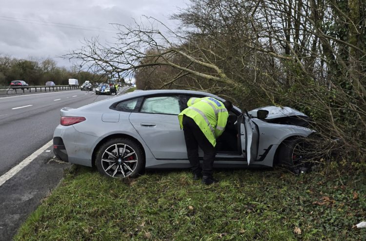 Driver crashes BMW on A419 after ‘going home from work unwell’