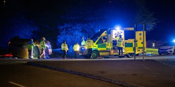 Car overturns in ‘very scary’ crash on Chippenham roundabout
