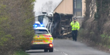 Busy B-road in Wiltshire closed after vehicle overturns in crash