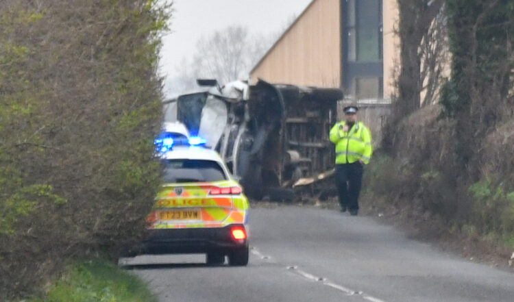 Busy B-road in Wiltshire closed after vehicle overturns in crash