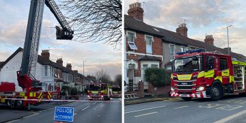 Busy Swindon road closed as firefighters tackle house blaze