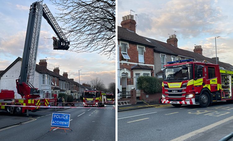 Busy Swindon road closed as firefighters tackle house blaze