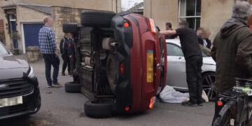 Firefighters rescue driver from overturned car after Corsham crash