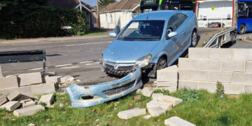 Car crashes through garden wall for second time in 18 months