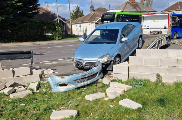 Car crashes through garden wall for second time in 18 months