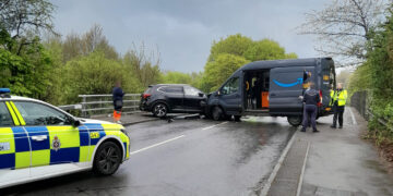 Busy road in Swindon closed after smash involving Amazon van