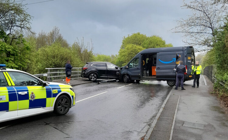 Busy road in Swindon closed after smash involving Amazon van