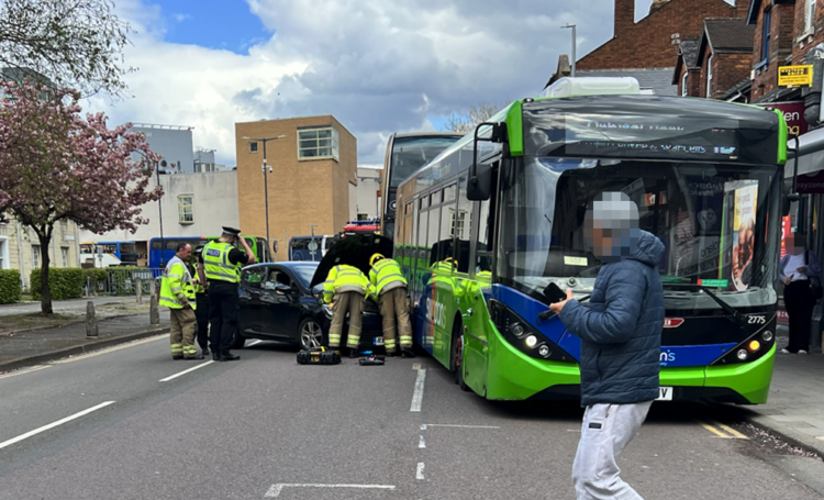 Crash involving bus and car blocks Swindon town centre route