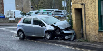 Chippenham junction partially blocked after early morning car crash