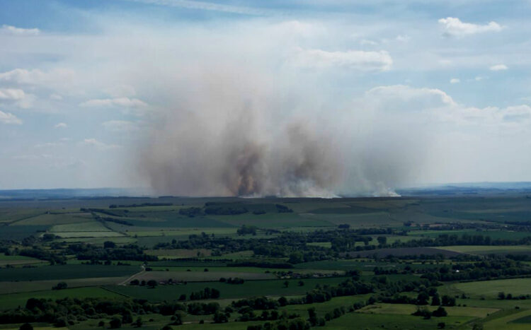 Significant smoke plume as huge fire takes hold on Salisbury Plain