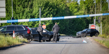 Wiltshire M4 junction cordoned off after car flips in dramatic crash