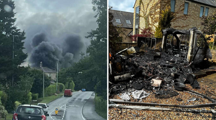 Motorhome destroyed in fire on driveway of Chippenham home