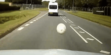 Driver’s warning after football hits car and nearly causes crash
