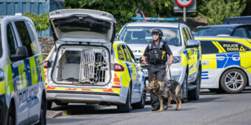 Armed police swarm house near Trowbridge with major road shut