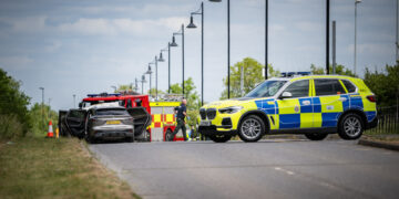 Two seriously hurt in head-on crash outside Swindon school