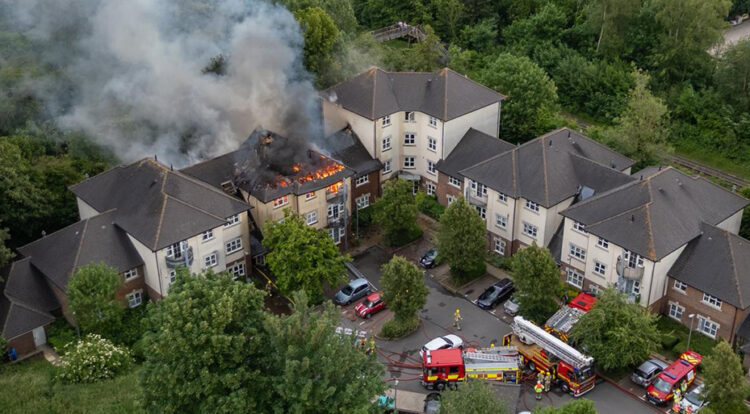 Huge blaze engulfs block of flats in town near Wiltshire border