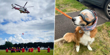 Wiltshire Search and Rescue train with HM Coastguard helicopter
