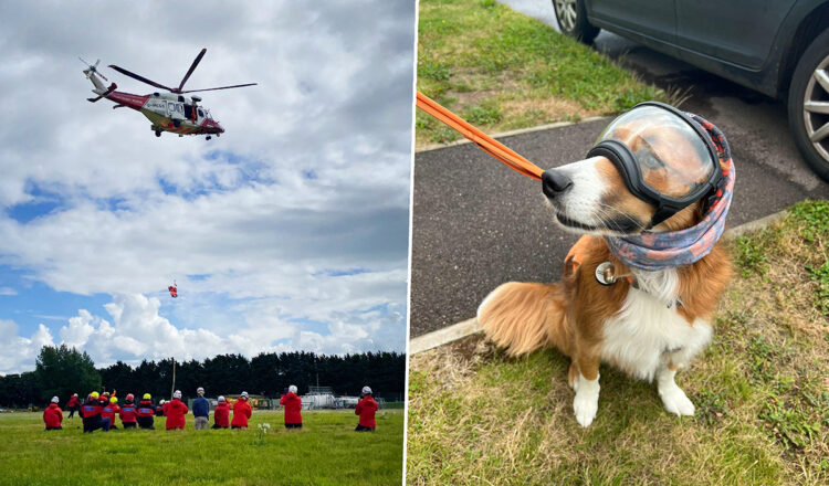 Wiltshire Search and Rescue train with HM Coastguard helicopter
