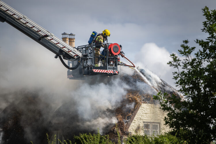 60 firefighters battle blaze involving thatched cottage near Lacock