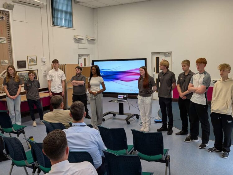 Members of Wiltshire and Swindon Youth Commission make their presentation to senior officers from Wiltshire Police